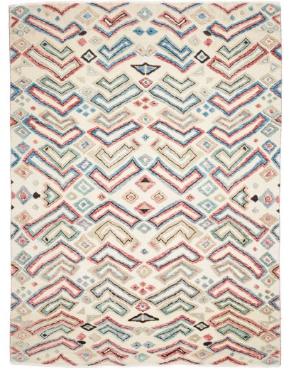 Tappeto African Design Pakistan bianco marrone 275x370