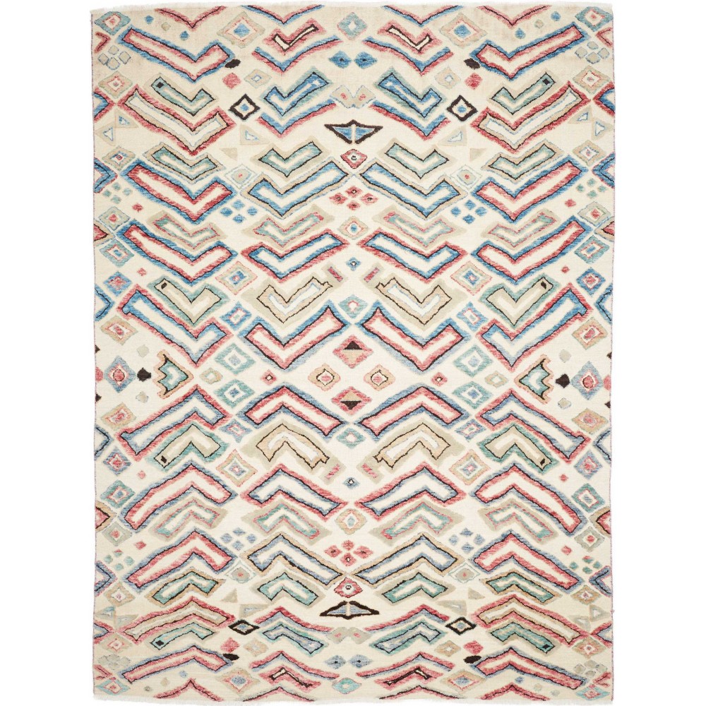 Tappeto African Design Pakistan bianco marrone 275x370