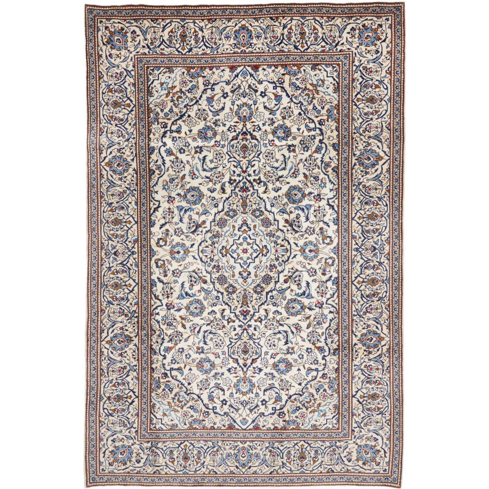 Tappeto Kashan Persia bianco azzurro 200x303