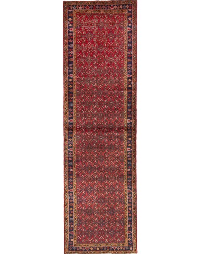 Tappeto Hamadan Persia marrone rosso 122x420