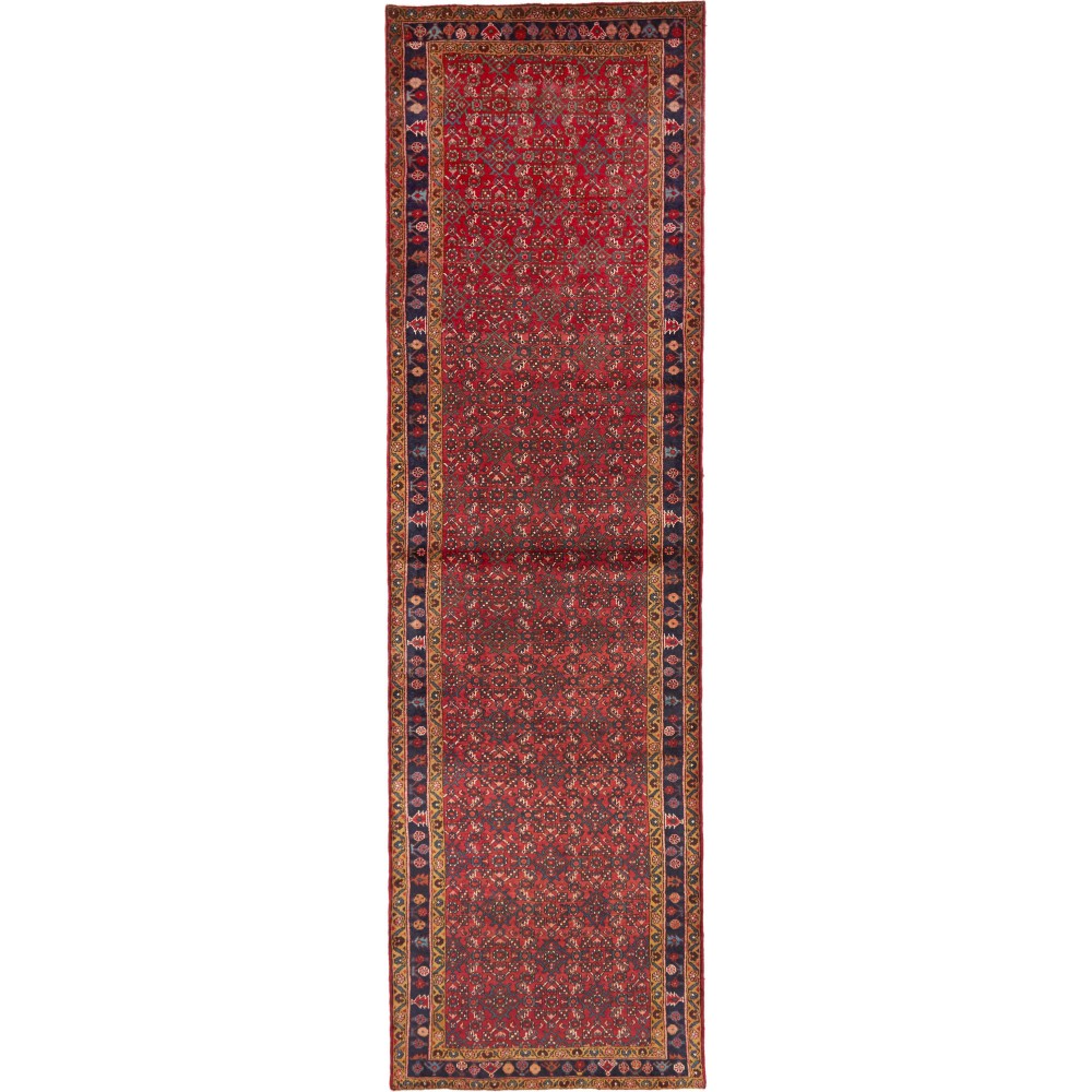 Tappeto Hamadan Persia marrone rosso 122x420