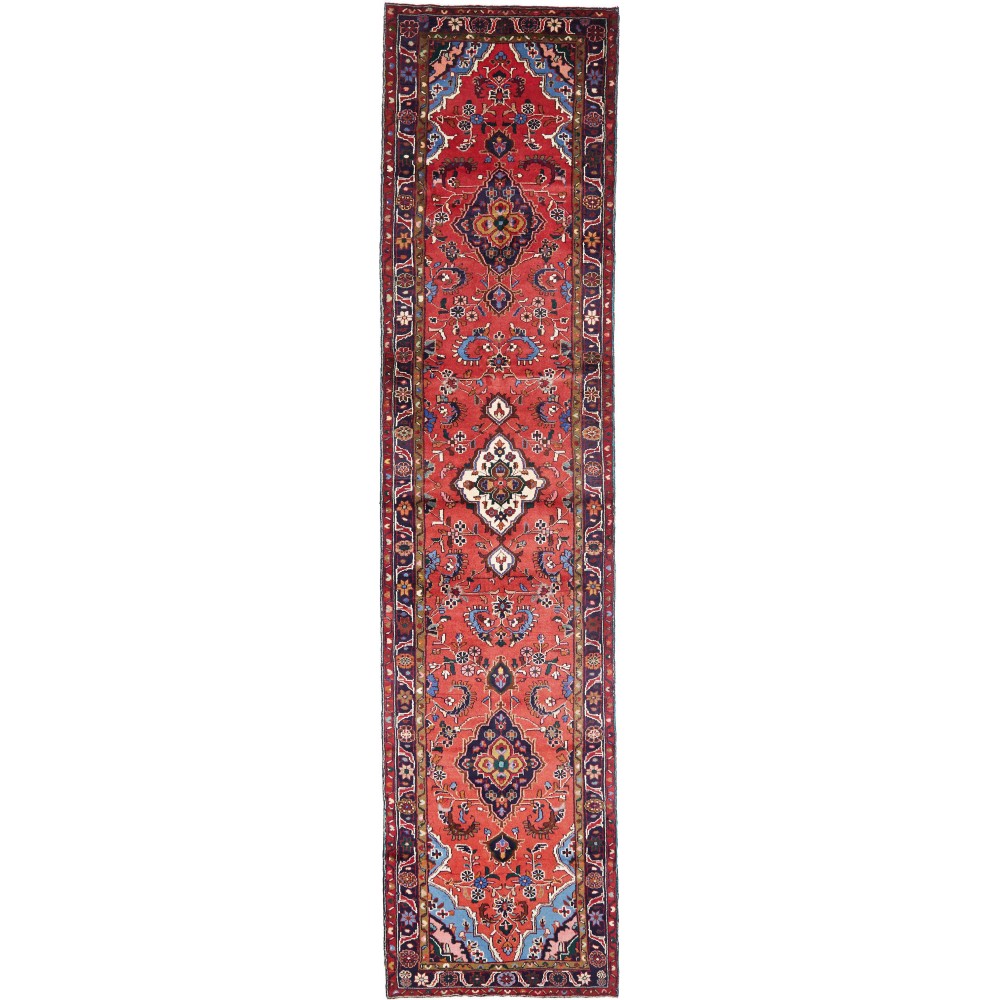 Tappeto Hamadan Persia marrone grigio 95x400
