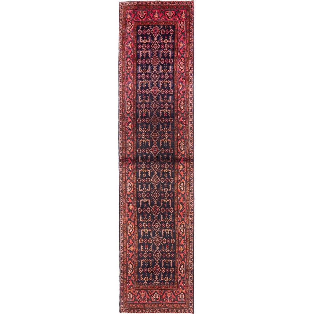 Tappeto Hamadan Persia grigio rosso 110x443