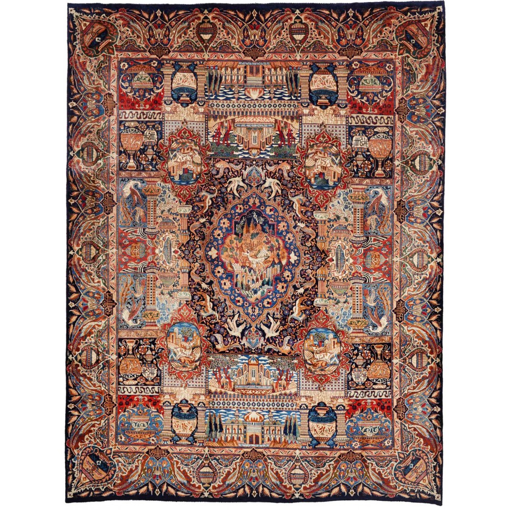 Tappeto Kashamr Zirkhaki Persia marrone blu 294x385