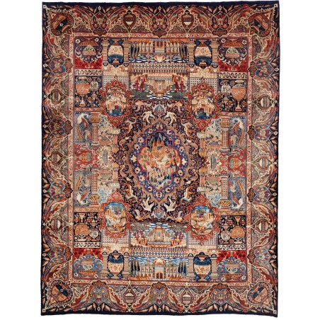 Tappeto Kashamr Zirkhaki Persia marrone blu 294x385