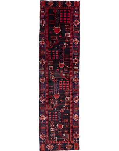 Tappeto Hamadan Persia rosso marrone 110x410