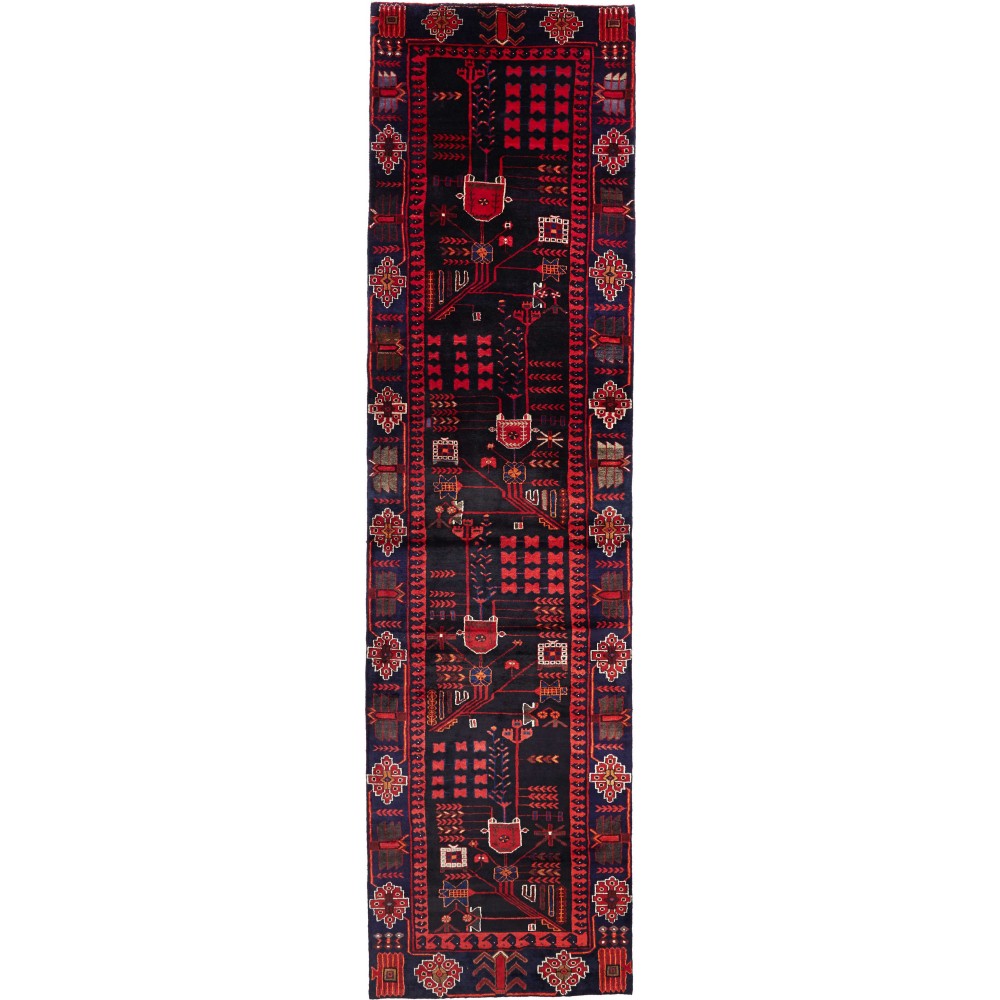 Tappeto Hamadan Persia rosso marrone 110x410