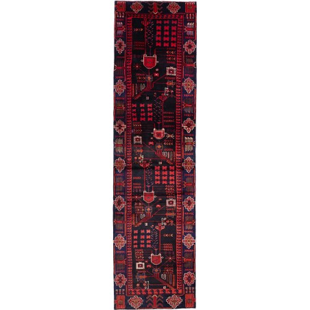 Tappeto Hamadan Persia rosso marrone 110x410