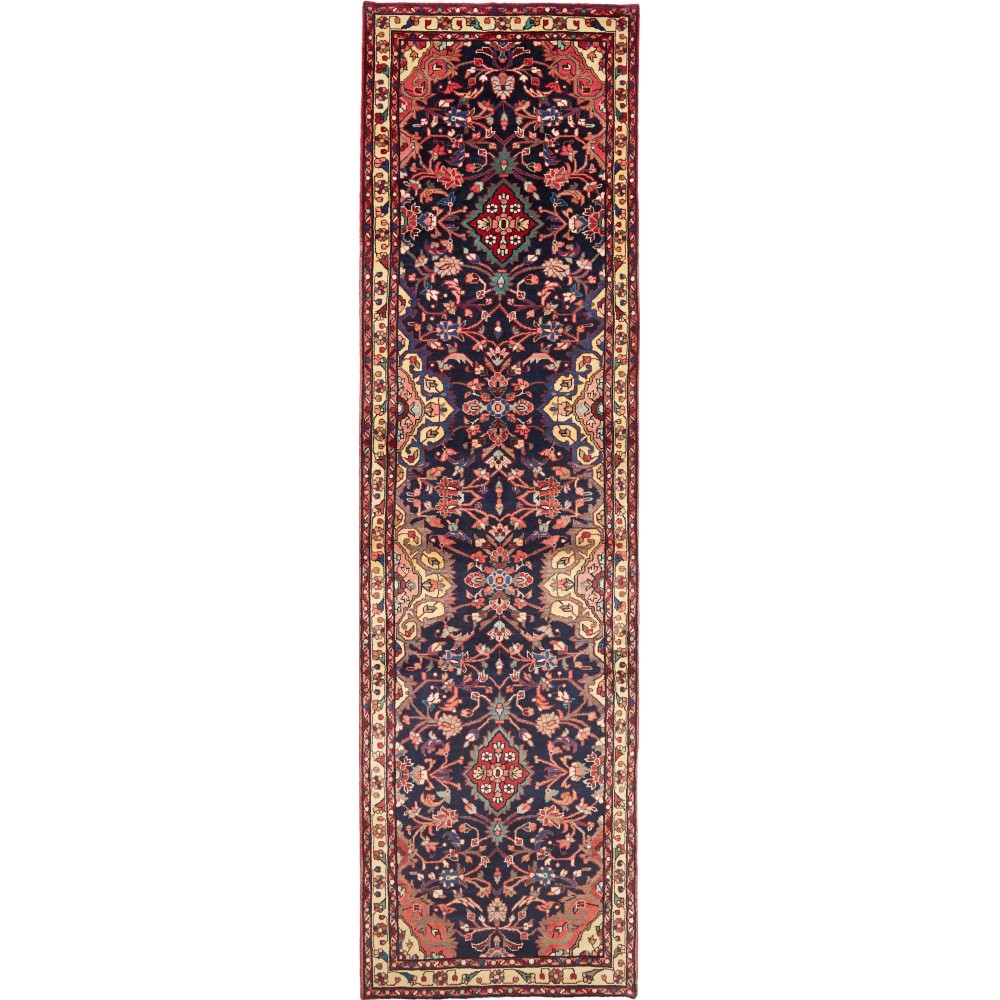 Tappeto Hamadan Persia marrone giallo 122x443