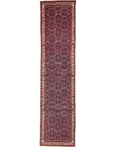Tappeto Hamadan Persia grigio rosso 100x410