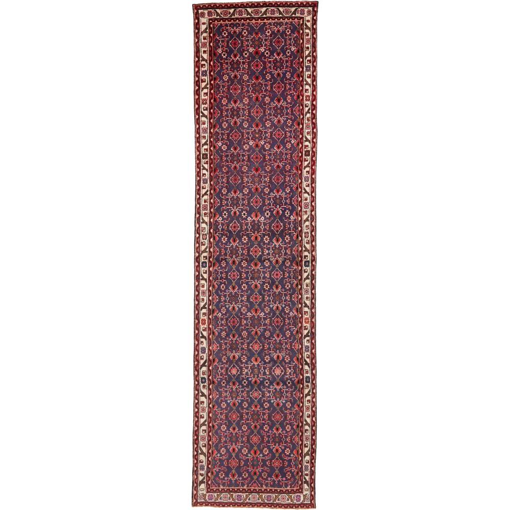 Tappeto Hamadan Persia grigio rosso 100x410