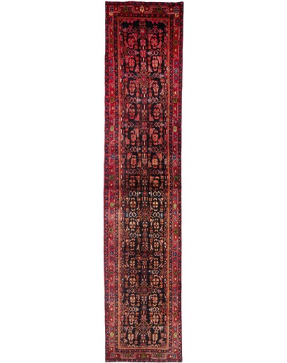 Tappeto Hamadan Persia grigio marrone 110x515