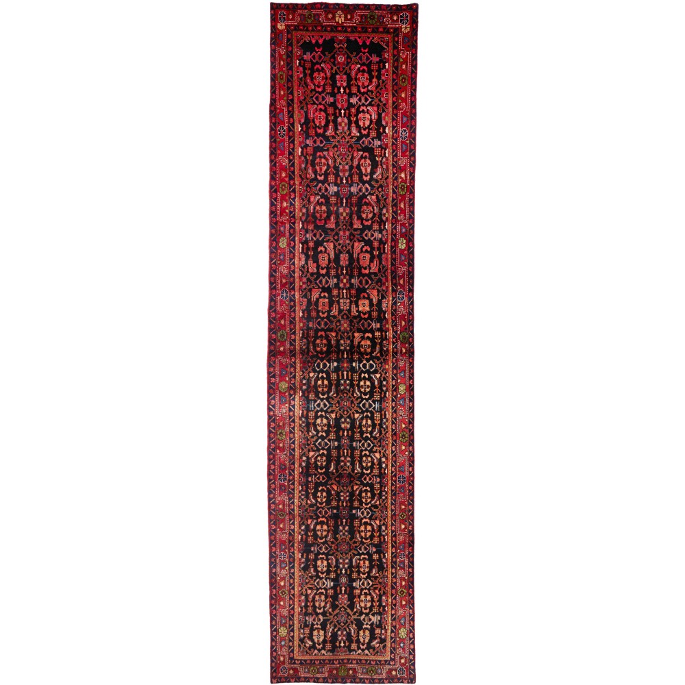Tappeto Hamadan Persia grigio marrone 110x515
