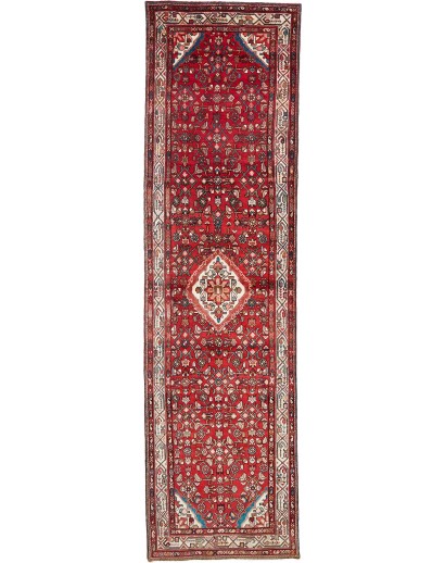 Tappeto Hamadan Persia marrone bianco 113x410