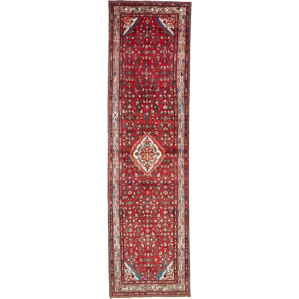 Tappeto Hamadan Persia marrone bianco 113x410