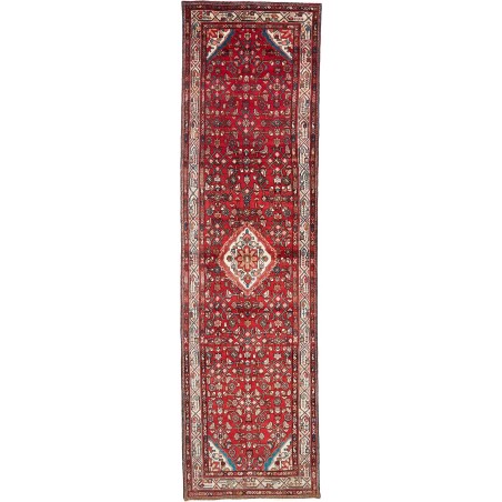 Tappeto Hamadan Persia marrone bianco 113x410
