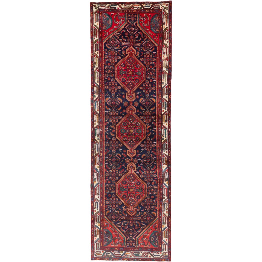 Tappeto Hamadan Persia grigio marrone 115x368