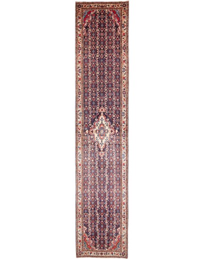 Tappeto Hamadan Persia azzurro giallo 110x532