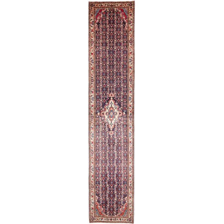 Tappeto Hamadan Persia azzurro giallo 110x532