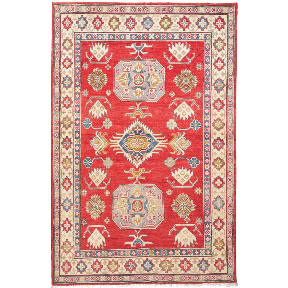 Tappeto Kazak Pakistan beige rosso 121x186 Tappeto Kazak Pakistan beige rosso 121x186