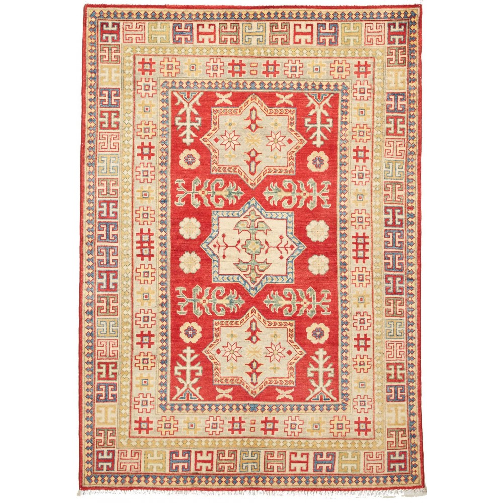 Tappeto Kazak Pakistan marrone giallo 130x186 Tappeto Kazak Pakistan marrone giallo 130x186
