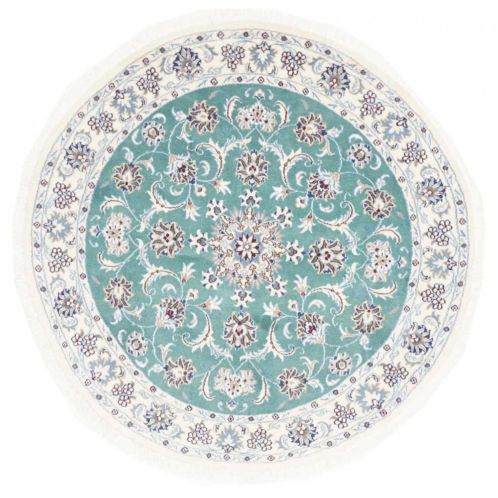 Tappeto Nain Kashmar Persia bianco azzurro 147x147