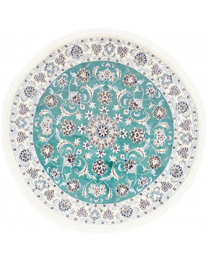 Tappeto Nain Kashmar Persia bianco blu 145x145