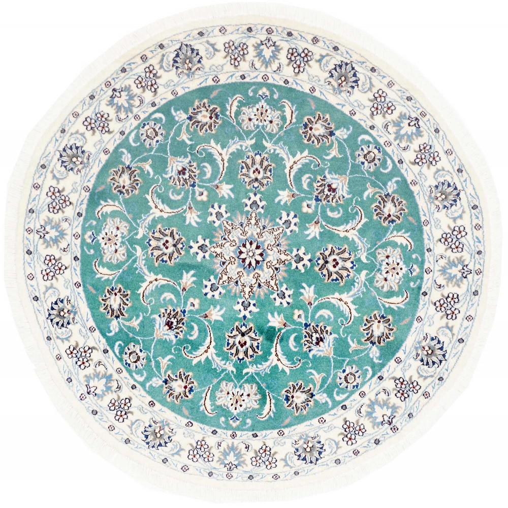 Tappeto Nain Kashmar Persia bianco blu 145x145