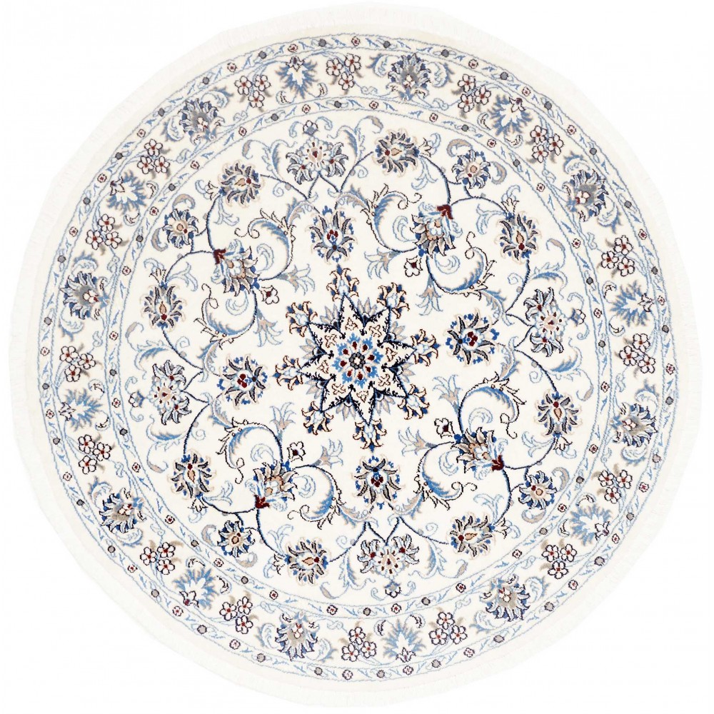 Tappeto Nain Kashmar Persia bianco grigio 145x145