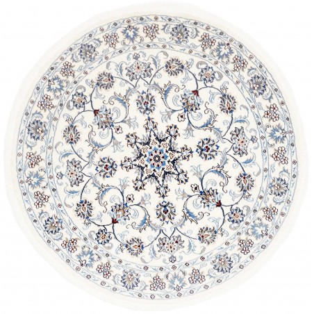 Tappeto Nain Kashmar Persia bianco grigio 145x145