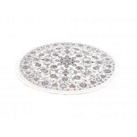 Tappeto Nain Kashmar Persia bianco grigio 145x145