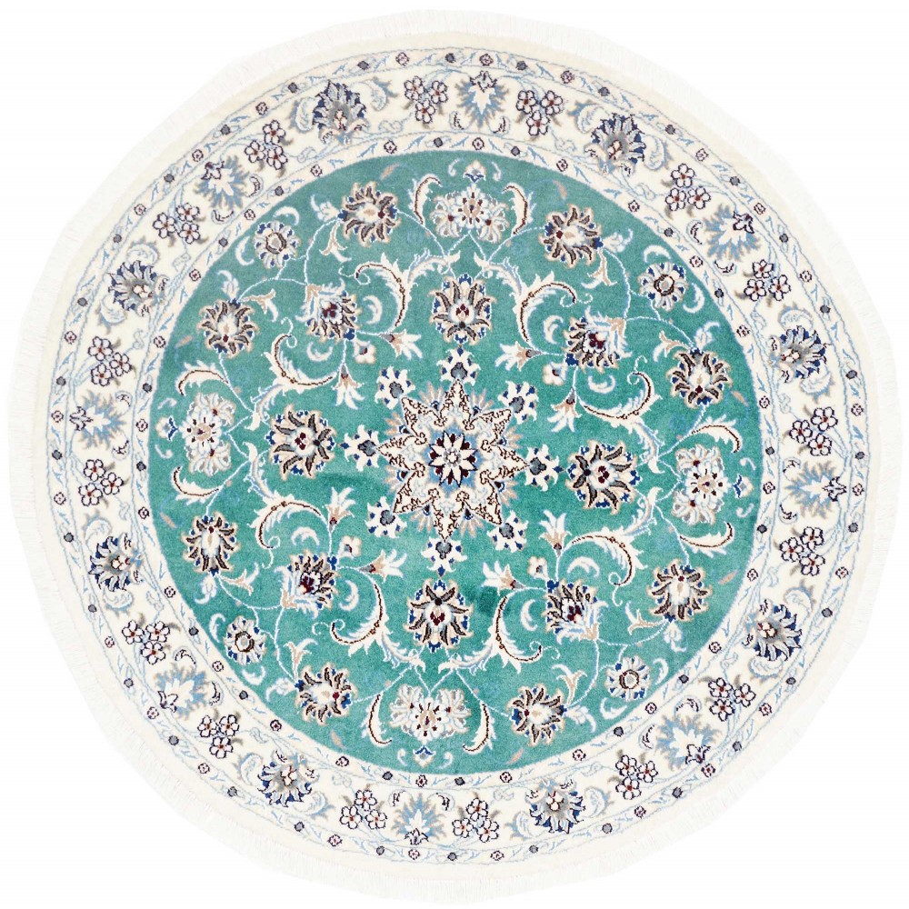 Tappeto Nain Kashmar Persia bianco blu 150x150