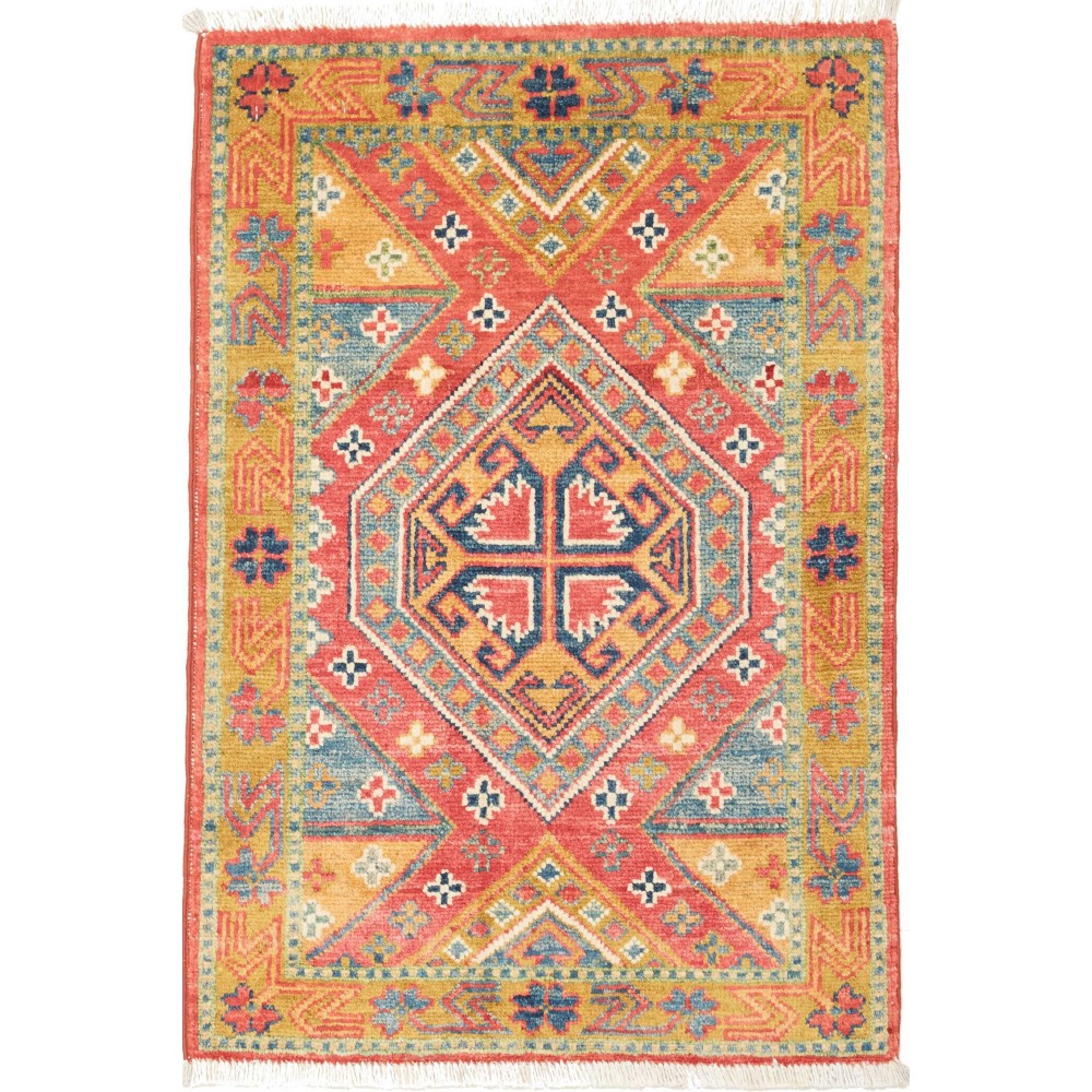 Tappeto Kazak Pakistan arancione bianco 60x88 Tappeto Kazak Pakistan arancione bianco 60x88