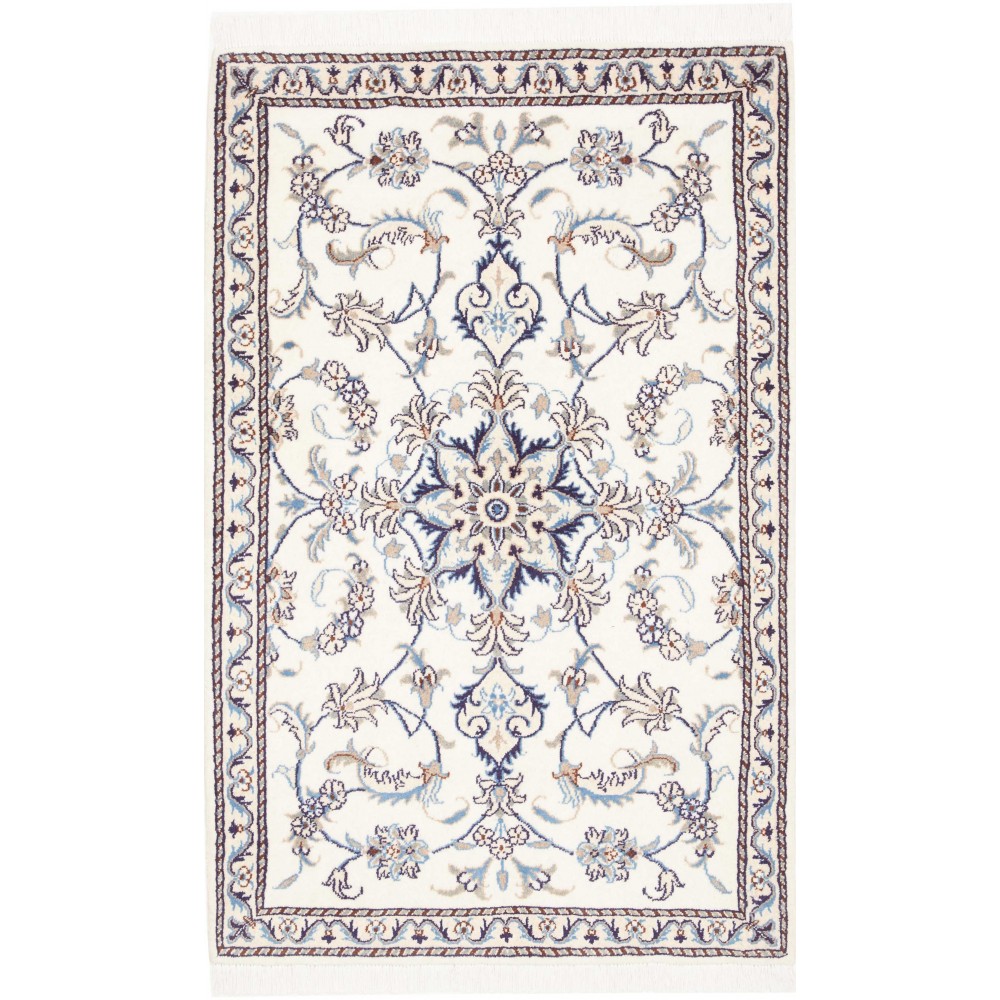 Tappeto Nain Kashmar Persia bianco grigio 89x143