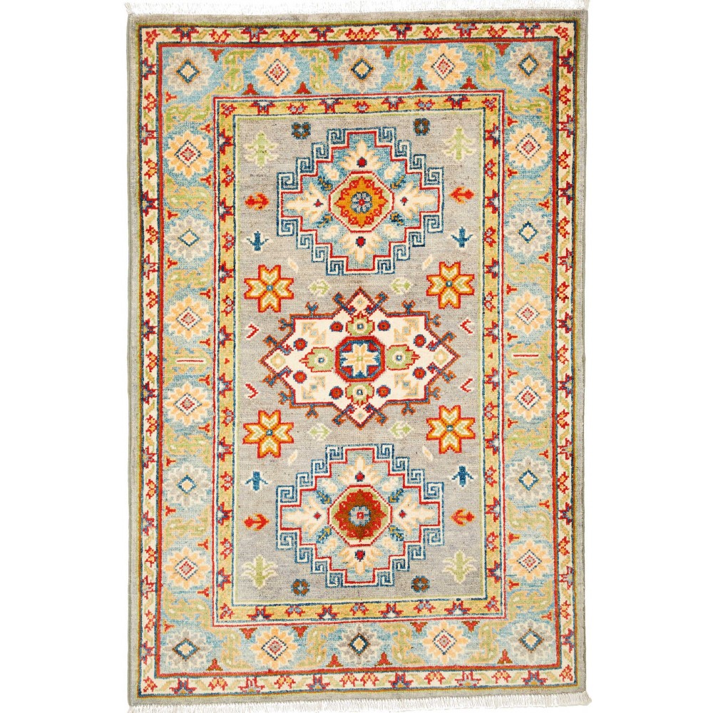 Tappeto Kazak Afghanistan beige grigio 83x125 Tappeto Kazak Afghanistan beige grigio 83x125