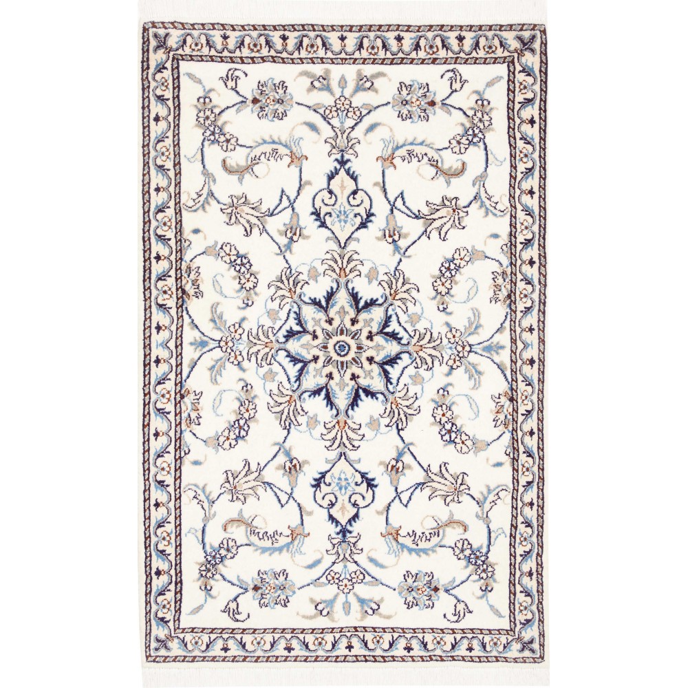 Tappeto Nain Kashmar Persia bianco grigio 90x135