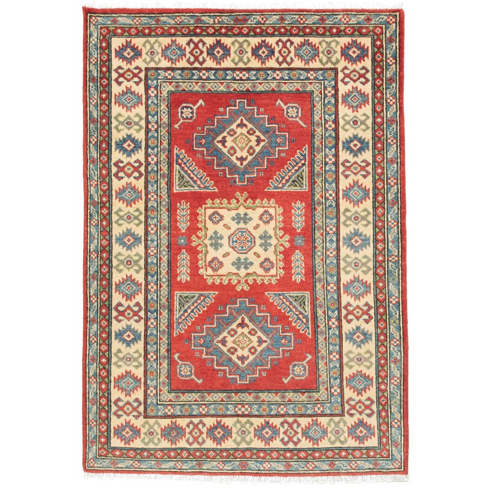Tappeto Kazak Pakistan marrone grigio 103x150 Tappeto Kazak Pakistan marrone grigio 103x150