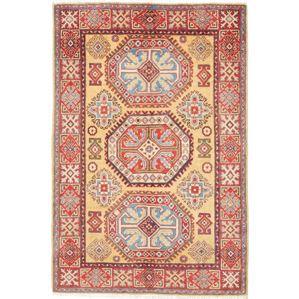 Tappeto Kazak Afghanistan marrone azzurro 100x153 Tappeto Kazak Afghanistan marrone azzurro 100x153