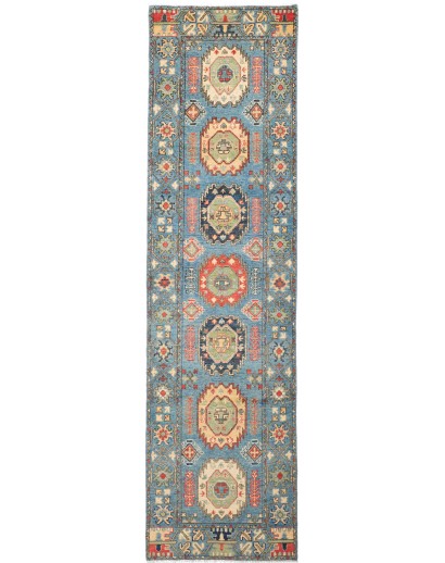 Tappeto Kazak Afghanistan bianco verde 87x303