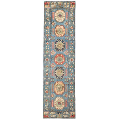 Tappeto Kazak Afghanistan bianco verde 87x303