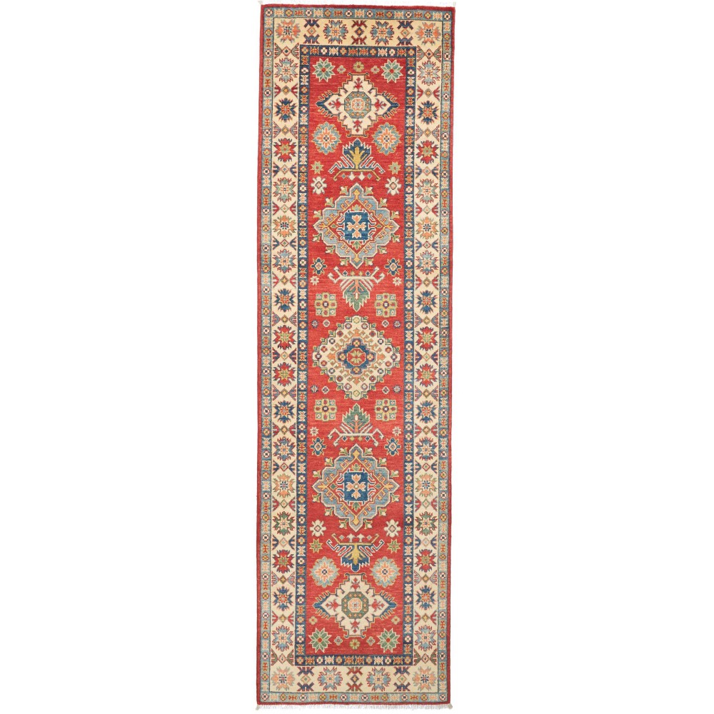 Tappeto Kazak Pakistan marrone grigio 82x295 Tappeto Kazak Pakistan marrone grigio 82x295