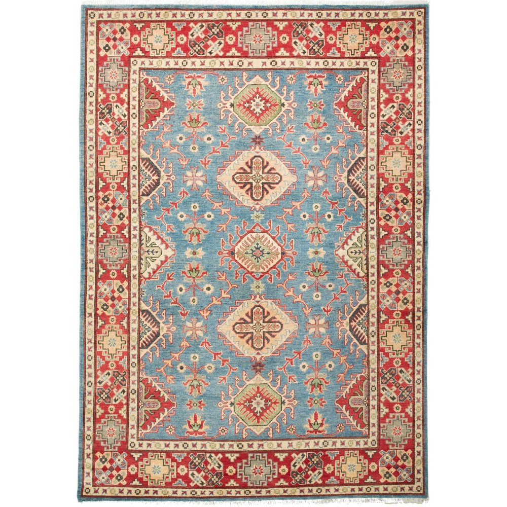 Tappeto Kazak Pakistan azzurro marrone 168x241 Tappeto Kazak Pakistan azzurro marrone 168x241