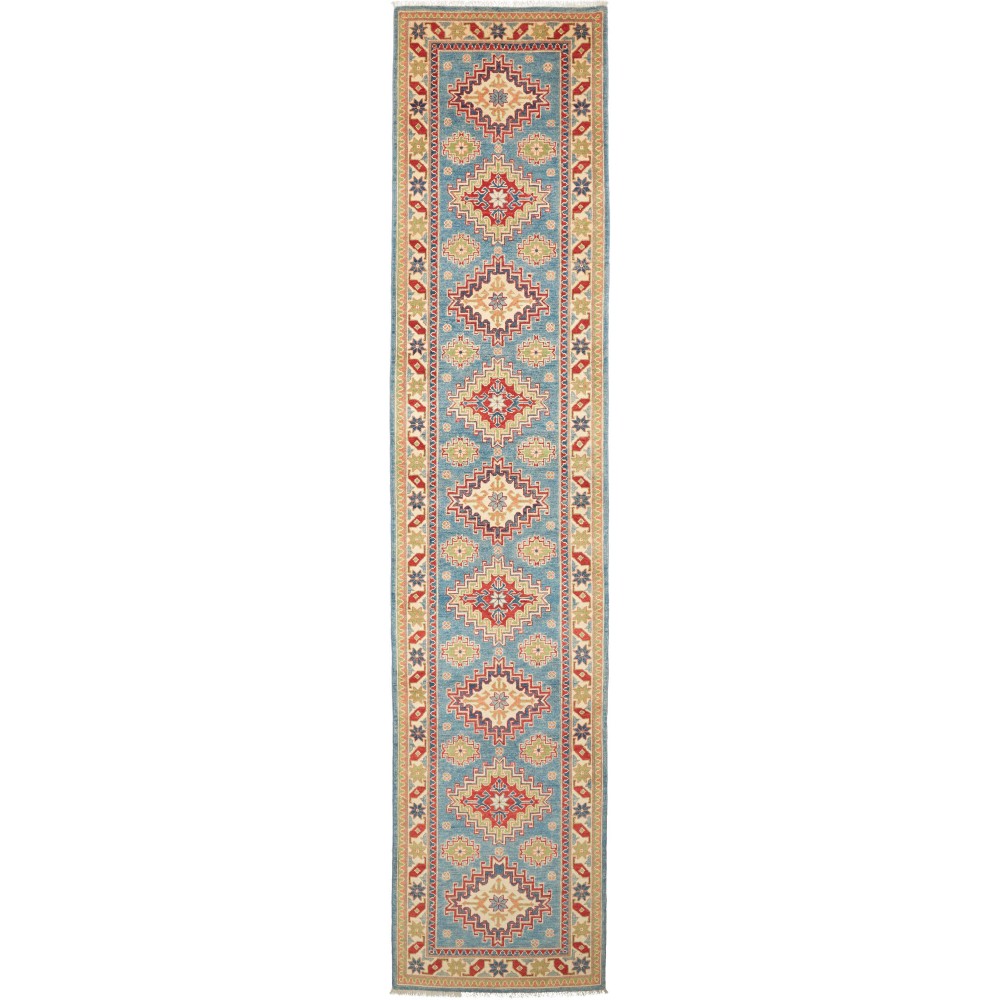 Tappeto Kazak Afghanistan marrone giallo 82x392 Tappeto Kazak Afghanistan marrone giallo 82x392