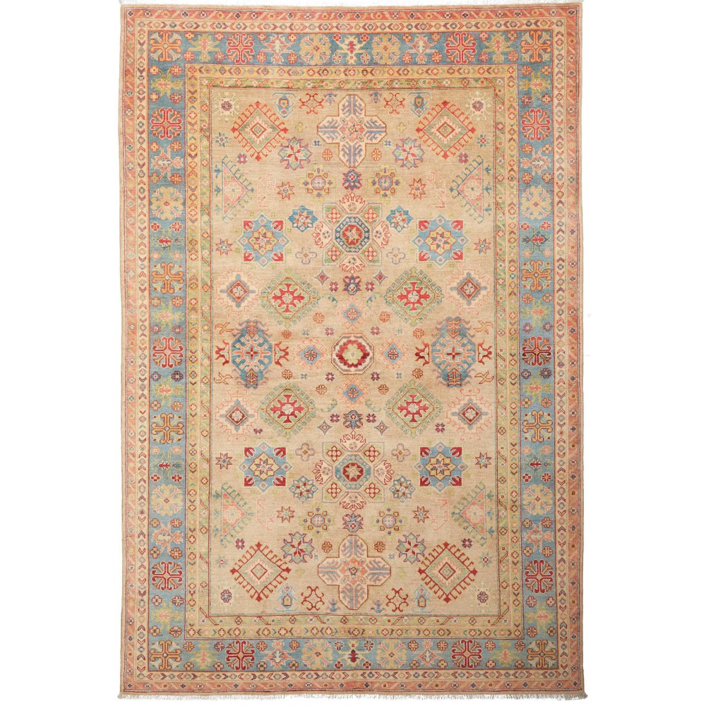 Tappeto Kazak Afghanistan marrone bianco 200x299 Tappeto Kazak Afghanistan marrone bianco 200x299