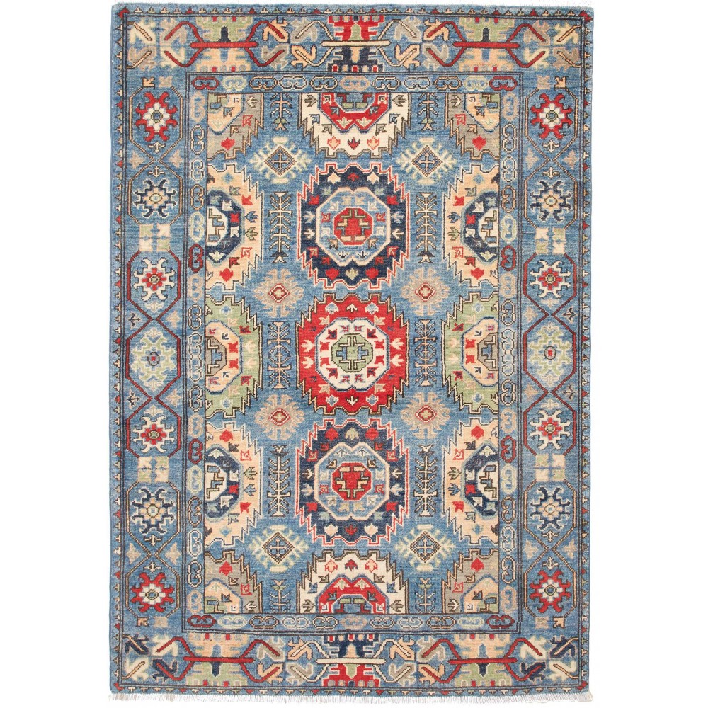 Tappeto Kazak Afghanistan grigio giallo 125x179 Tappeto Kazak Afghanistan grigio giallo 125x179