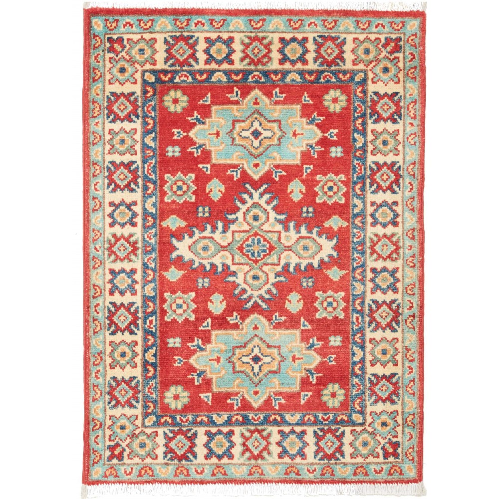 Tappeto Kazak Pakistan beige rosso 61x83 Tappeto Kazak Pakistan beige rosso 61x83