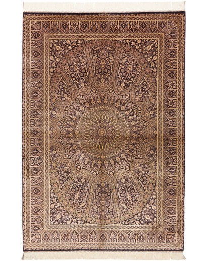 Tappeto Ghom seta Persia marrone 133x197