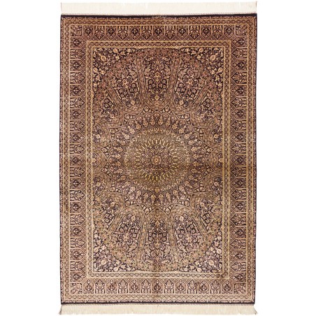 Tappeto Ghom seta Persia marrone 133x197