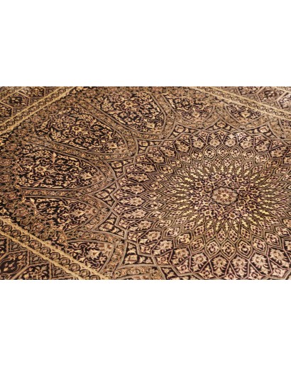 Tappeto Ghom seta Persia marrone 133x197