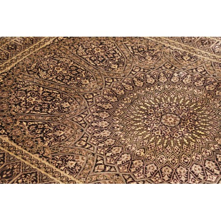 Tappeto Ghom seta Persia marrone 133x197